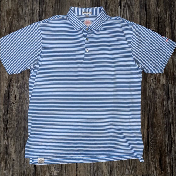 Peter Millar Other - Peter Millar Blue & White Striped Polo Shirt | Men’s Size L | Young Life Logo